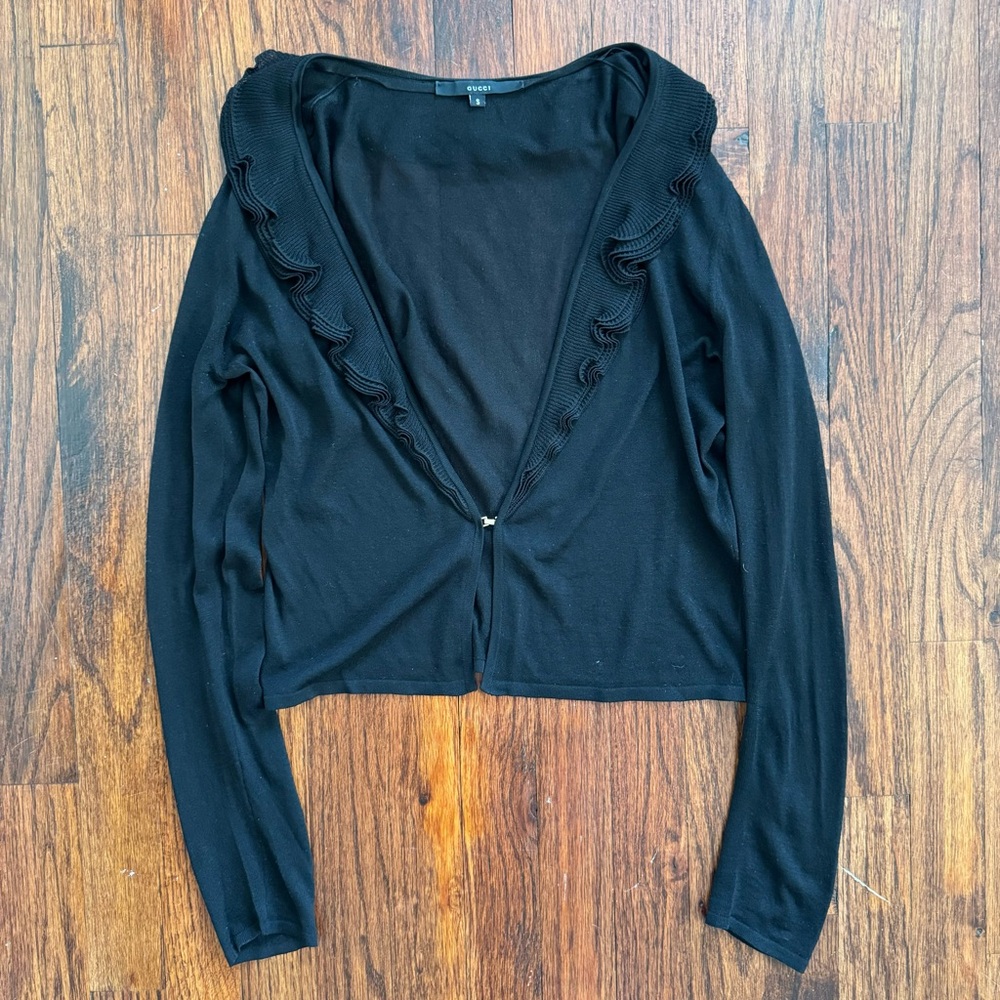 GUCCI TOM FORD ERA LIGHTWEIGHT BLACK KNIT CARDIGAN